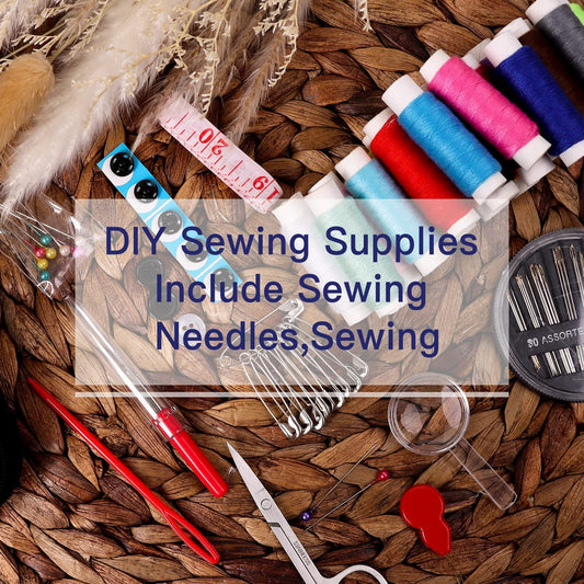 Sewing Kit with Case Portable Sewing Supplies for Home Traveler, Adults, Beginner, Emergency, Kids Contains Thread, Scissors, Needles,Measuring Tape