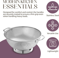 Micro-Perforated Stainless Steel Colander-Dishwasher Safe (3 QT and 5 QT)