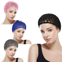 4Pcs Hair Net Soft Rayon Mesh Crocheted Hairnet Sleep Cap Mesh Cover Curls Hair Net Snoods Elastic Hairnet Hair Cover Accessories for Women Men Night Sleeping Thick Long Short Curls Hair (Colorful)