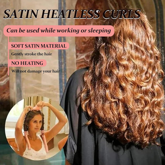Heatless Curls Overnight, Hair Curlers to Sleep In, Heatless Curling Rod Headband, No Heat Silk Curls Ribbon Hair Rollers, Sleeping Soft Headband Lazy Hair Curlers Hair Styling Tools(Size:Grey)