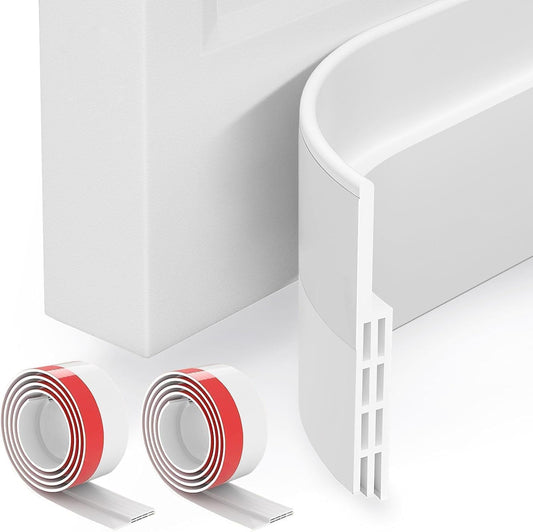 2 Pack Door Draft Stopper, under Door Sweep for Exterior & Interior Doors, Weather Stripping Door Seal, Garage Window Blocker Noise Cold Air Insulation, Draft Guard White 2" W X 39" L