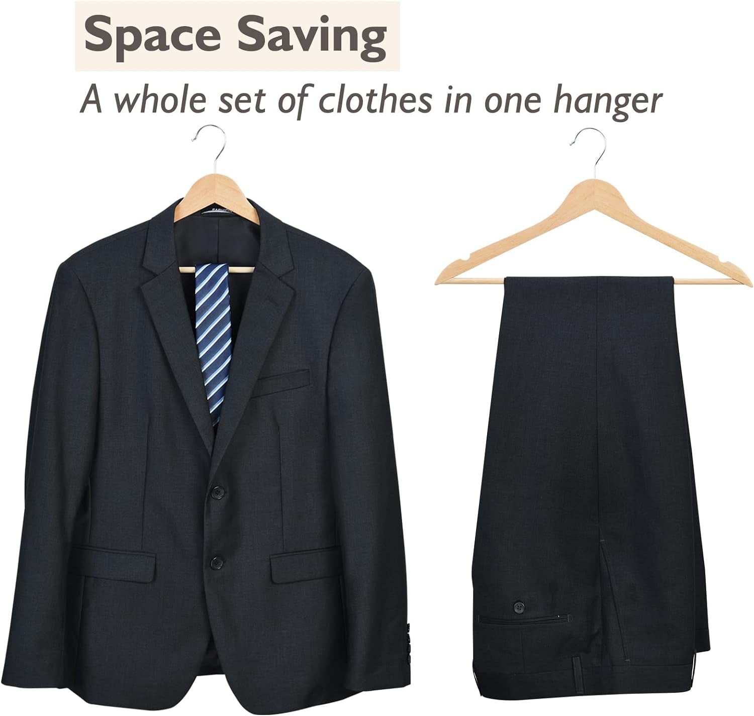 Wooden Hangers 20 Pack, Non-Slip Wood Hangers with 360° Swivel Hook & Notches, Slim Coat Hangers for Shirt, Suit, Jacket, Dress, Natural