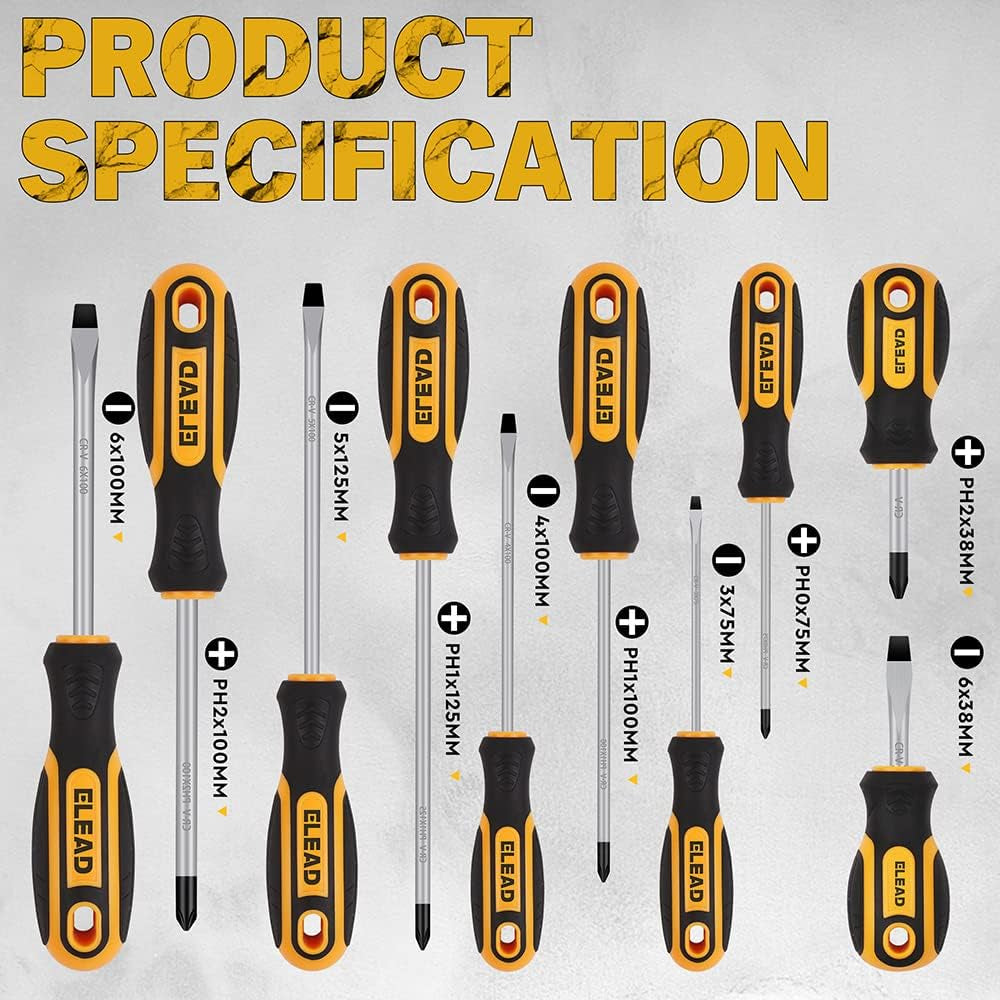 11-Piece Magnetic Screwdriver Set – Phillips & Slotted Tips with Magnetizer/ Demagnetizer