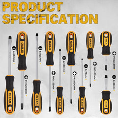 11-Piece Magnetic Screwdriver Set – Phillips & Slotted Tips with Magnetizer/ Demagnetizer