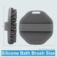 Silicone Body Scrubber，Exfoliating Body Scrubbers for Use in Shower,Silicone Body Brush for Showering and Anti-Slippery Handles for All Skin Types(Grey)