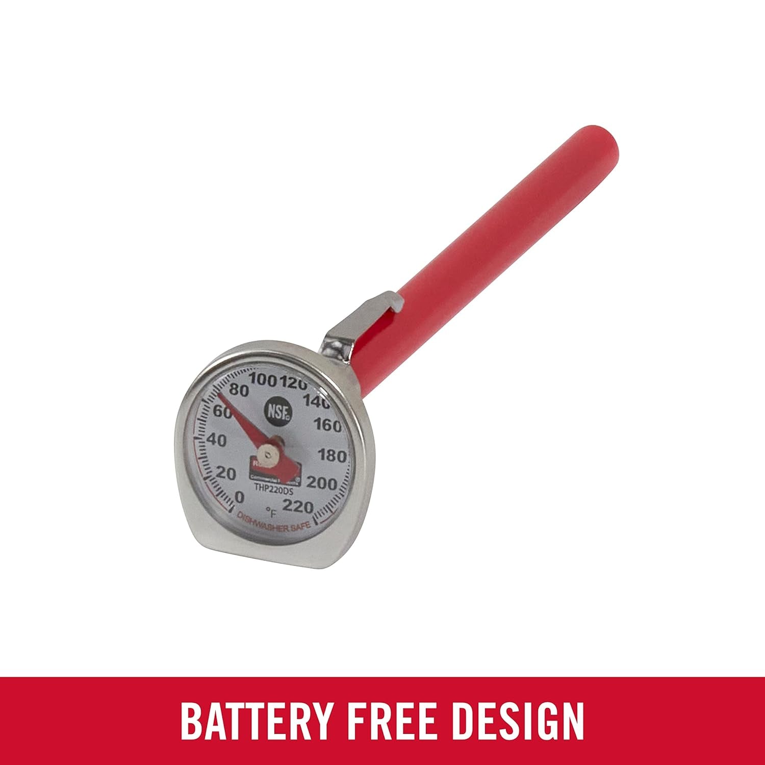 Food/Meat Instant Read Thermometer, Pocket Size, Dishwasher Safe, Red, for Meat/Food Cooking and Grilling/Oven
