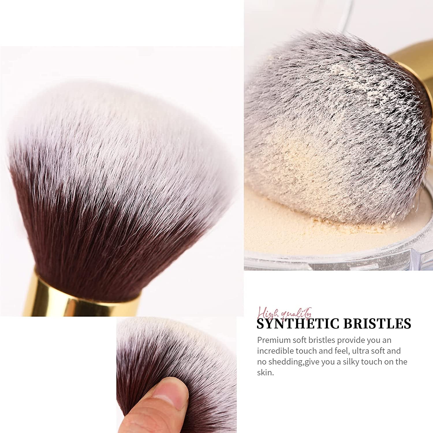 Glam DU Care Makeup Brushes Duo End Foundation Powder Buffer and Contour Brush Synthetic Cosmetic Tools 2Pcs