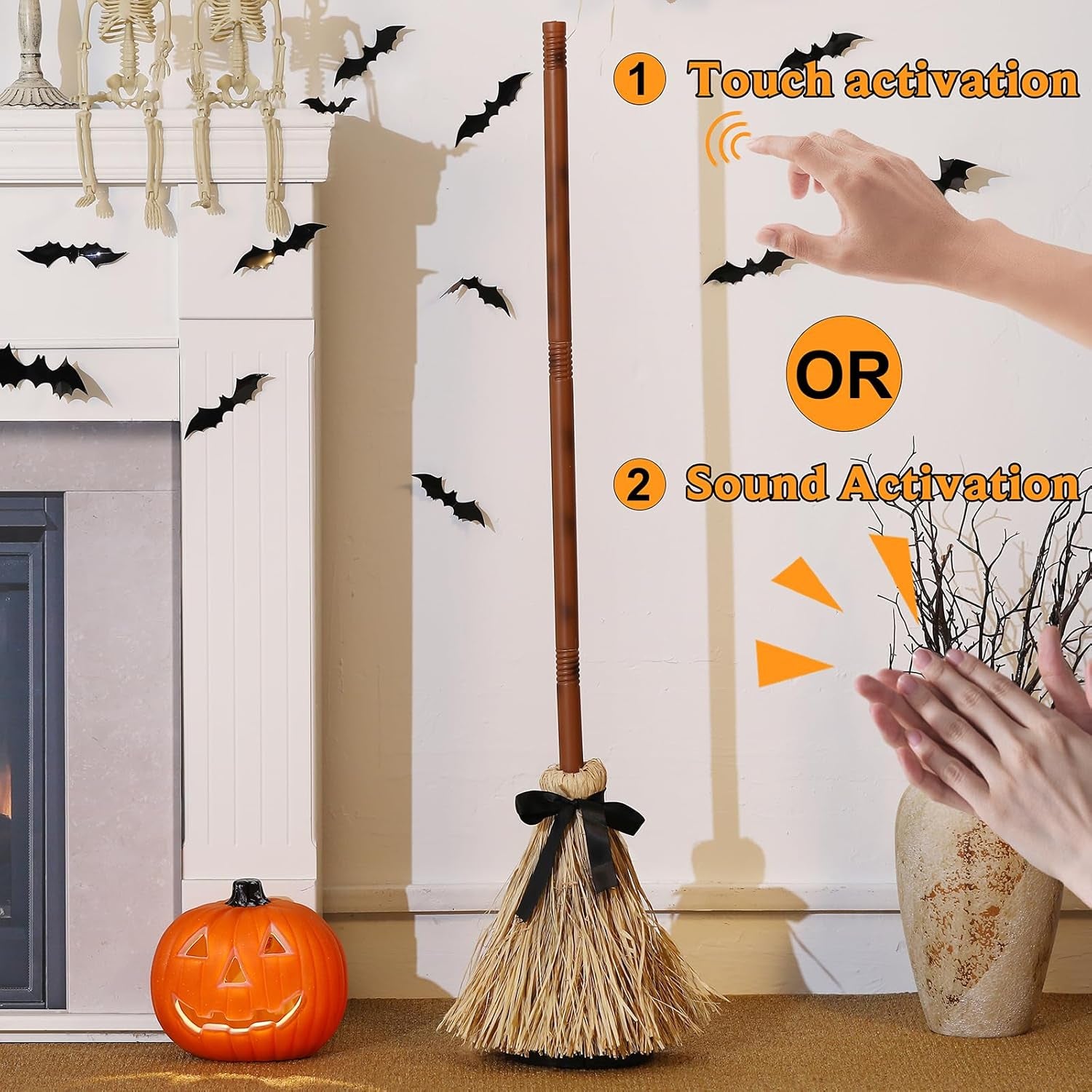 Glam 43.5 Inches Tall Animated Floating Witch's Broom