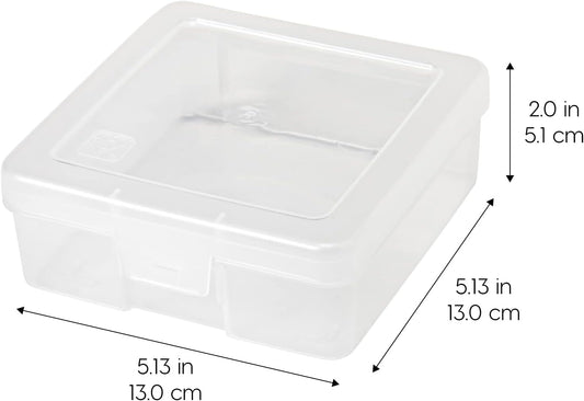 USA Plastic Pencil Case Box Craft Hobby Art School Supply Storage Organizer Container with Latching Lid, 10-Pack, for Bead Pens Ribbons Wahi Tape Sticker Yarn Ornaments, Stackable, Clear, Small