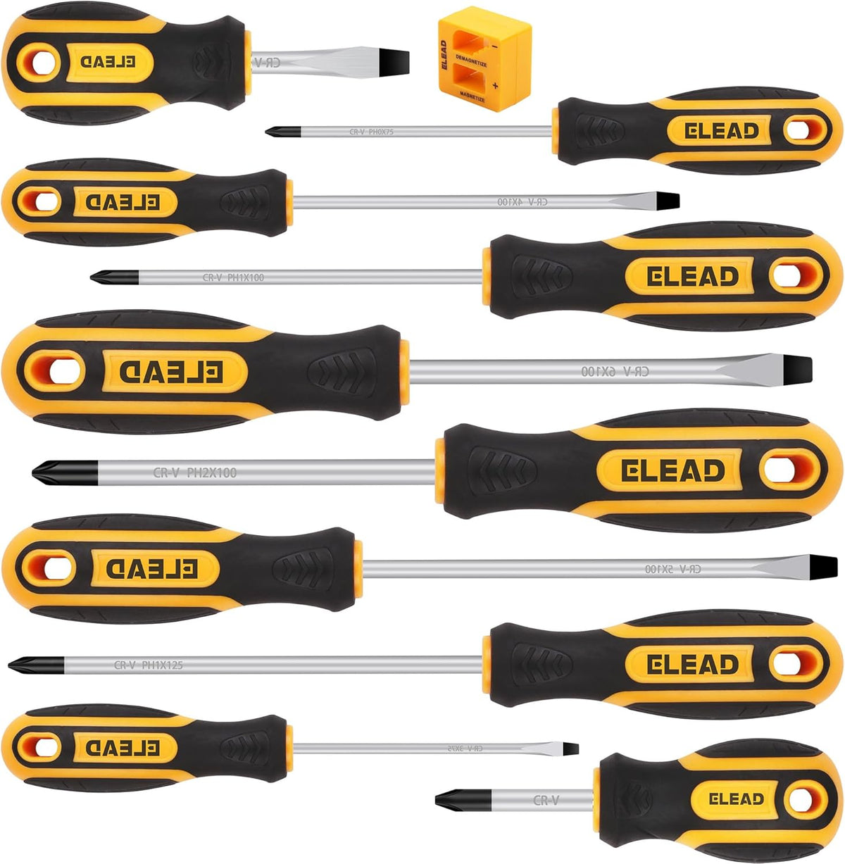 11-Piece Magnetic Screwdriver Set – Phillips & Slotted Tips with Magnetizer/ Demagnetizer
