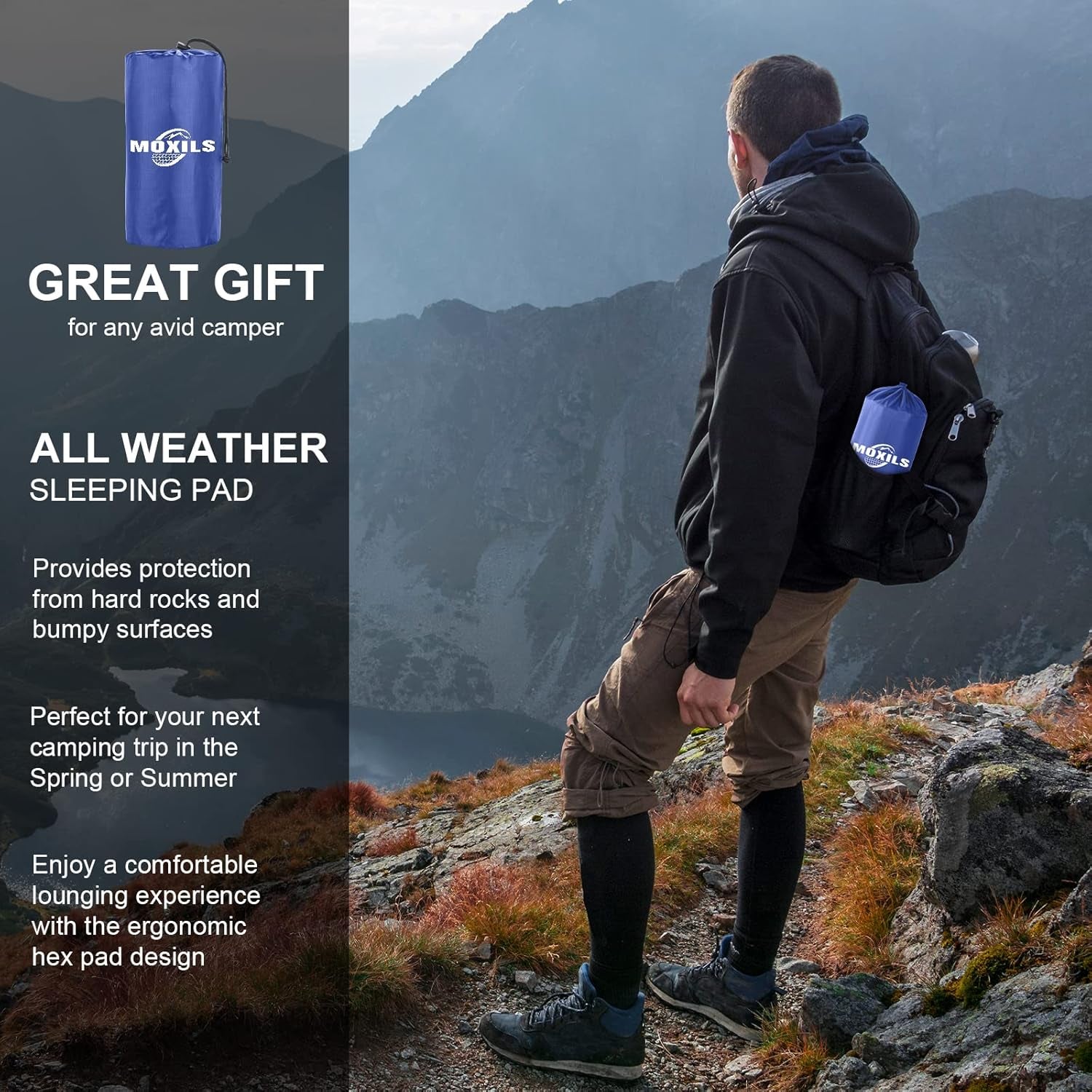 Sleeping Pad, Ultralight Inflatable Sleeping Pad for Camping, Built-In Pump, Ultimate for Camping, Hiking, Airpad, Carry Bag, Repair Kit, Compact & Lightweight Air Mattress(Blue)