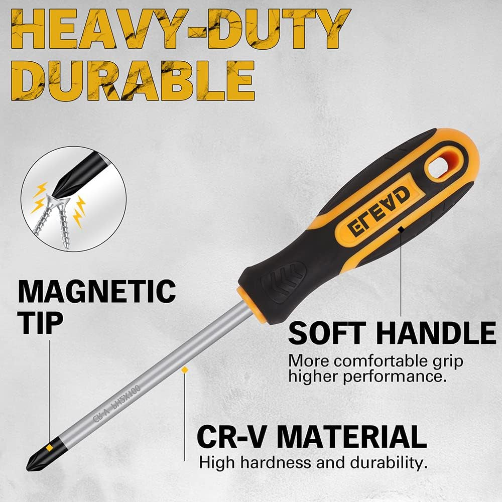 11-Piece Magnetic Screwdriver Set – Phillips & Slotted Tips with Magnetizer/ Demagnetizer
