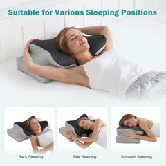 4.7/5.5" H Adjustable Cervical Pillow for Neck Pain, Ergonomic Memory Foam Neck Pillow for Sleeping with Pillowcase, Orthopedic Contour Neck Pillow for Side Back Stomach Sleeper, Grey