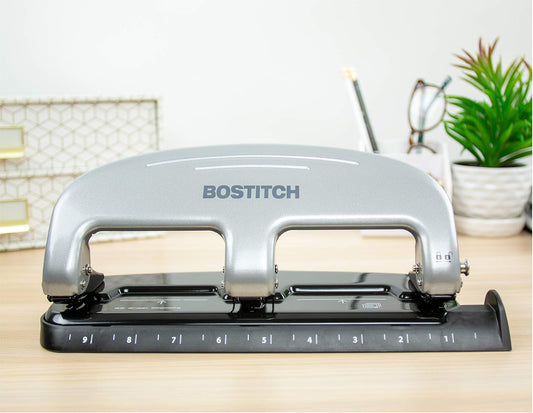 Office EZ Squeeze 3-Hole Punch, 20 Sheet Capacity, Reduced Effort, No Jam Technology , Silver