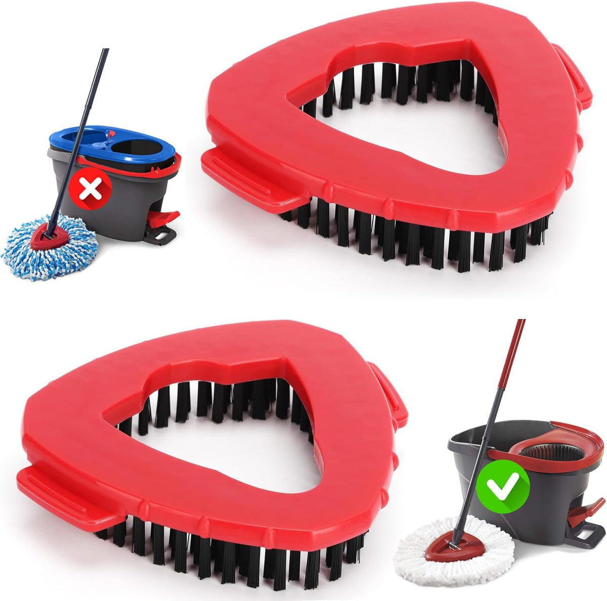 2-Pack Mop Scrub Brush Head Compatible with Ocedar Easywring 1-Tank Spin System, Shower Floor Scrubber Mop Head Replacement, Cleaning Brush for Bathroom Kitchen, Not Fit Rinseclean