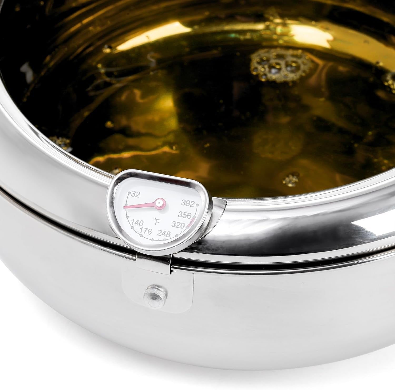 Deep Fryer Pot 304 Stainless Steel, 3.4L Frying Chicken Pot with Thermometer Control and Lid, Japanese Style Tempura Fryer Pot