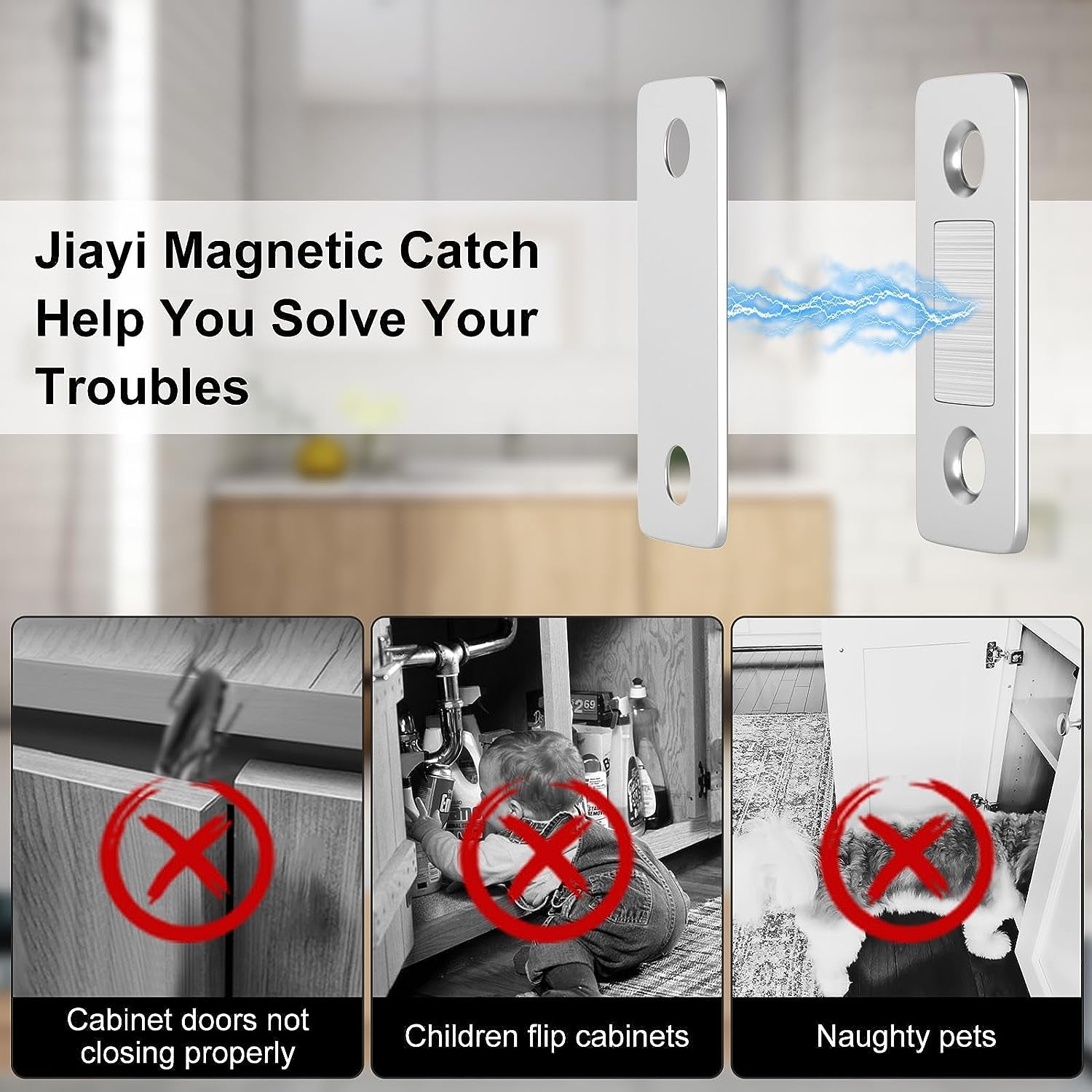 Cabinet Magnetic Catch  4 Pack Ultra Thin Cabinet Door Magnetic Catch for Drawer Magnets Adhesive Cabinet Latch Magnetic Closures for Kitchen Closet Door Closing Magnetic Door Catch Closer