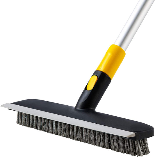 Floor Scrub Brush Telescopic Handle 2 in 1 Scrape Brush Stiff Bristle Shower Scrubber for Cleaning Patio Bathroom Garage Kitchen Wall Deck Tub Tile 55.9 Inch Tall