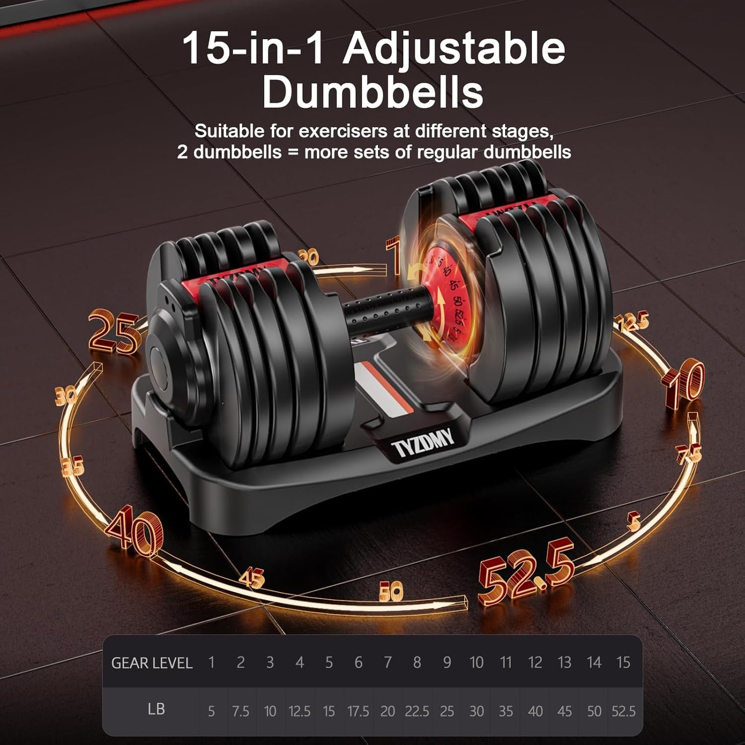 Glam Adjustable Dumbbells Set of 2, Free Weights Dumbbells Set, Adjustable Dumbbell Set, For Men/Women Gym Equipment for Home Strength Training Equipment