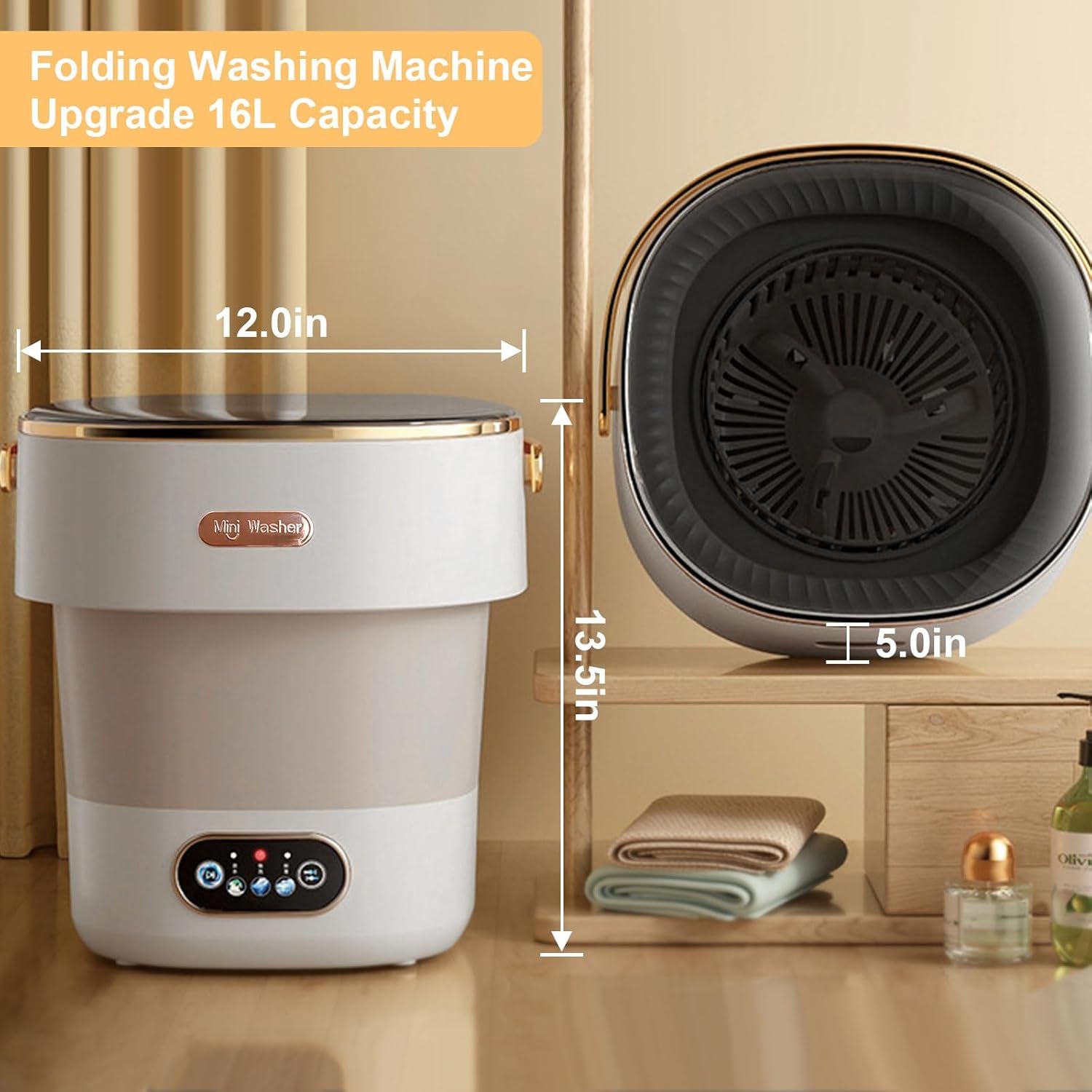 Glam Portable Mini Washing Machine with Spin Basket