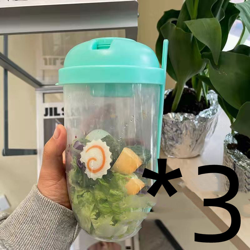 Ins Style Salad Cup with Fork and Cover Is Portable