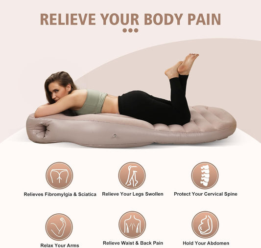 Glam Pregnancy Blow up Pillow, Belly Mattress for Pregnant Women with Electric Pump, Full Body Maternity Airbed with Hole for Stomach Sleeping, Back Pain & SPD Relief