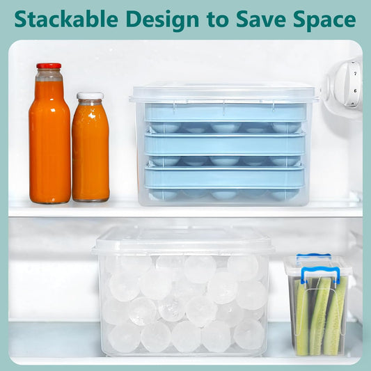 3 Pack Ice Trays for Freezer, 99 PCS Ice Cube Tray with Lid and Bin, round Ice Cube Trays for Freezer, Circle Ice Cube Tray for Chilling Drinks