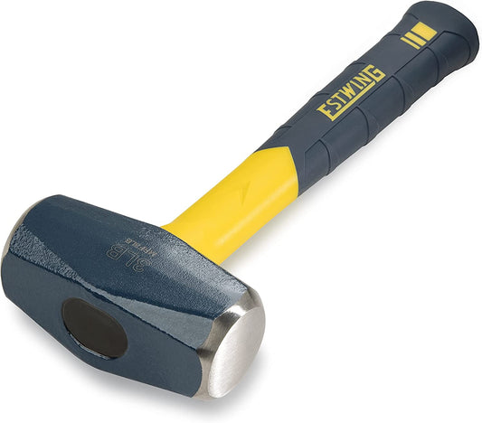 Sure Strike Drilling/Crack Hammer - 3-Pound Sledge with Fiberglass Handle & No-Slip Cushion Grip - MRF3LB