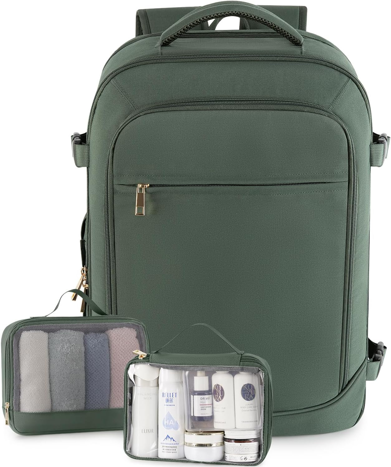 Carry on Backpack, Flight-Approved Backpack for Traveling, 40L Personal Item Travel Backpack, Peacock Green