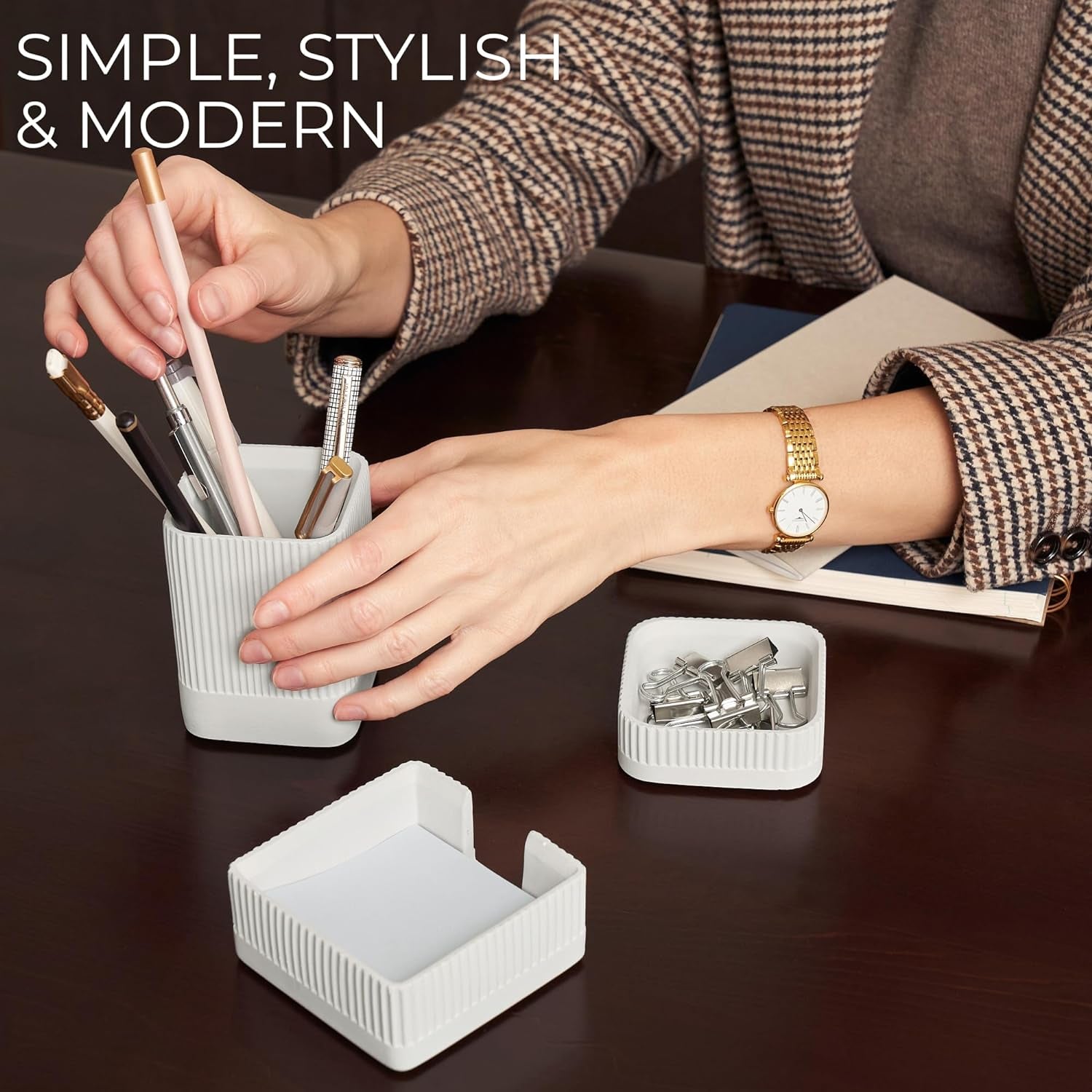 Desk Organizer Set – Modern Concrete Office Accessories (Set of 3)