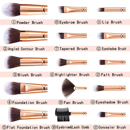 Makeup Brushes  15Pcs Marble Makeup Brush Set Premium Synthetic Kabuki Powder Blush Contour Foundation Concealer Eyeshadow Brushes with Makeup Sponge Make up Tool a Grey