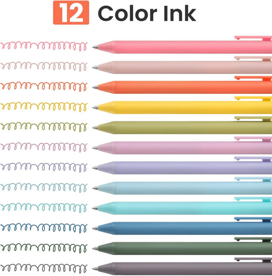 Colored Gel Pens, 12 Colors 0.5Mm Fine Point Smooth Writing Pens, Quick Dry Colorful Gel Ink Pens for Journaling and Note Taking, Cute Aesthetic Pens for Office School & Home Supplies