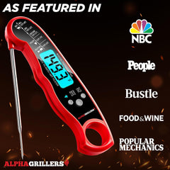 Instant Read Meat Thermometer for Cooking Grilling and Griddle Accessories Kitchen Essentials - Waterproof Backlight & Calibration