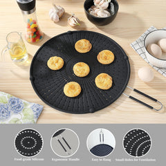 Splatter Screen for Frying Pan,  Grease Splatter Guard, Heat-Resistant Splatter Guards for Frying, Silicone Splatter Guard for Everyday Cooking, Dishwasher Safe (13Inch,Black)