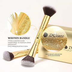 Glam DU Care Makeup Brushes Duo End Foundation Powder Buffer and Contour Brush Synthetic Cosmetic Tools 2Pcs