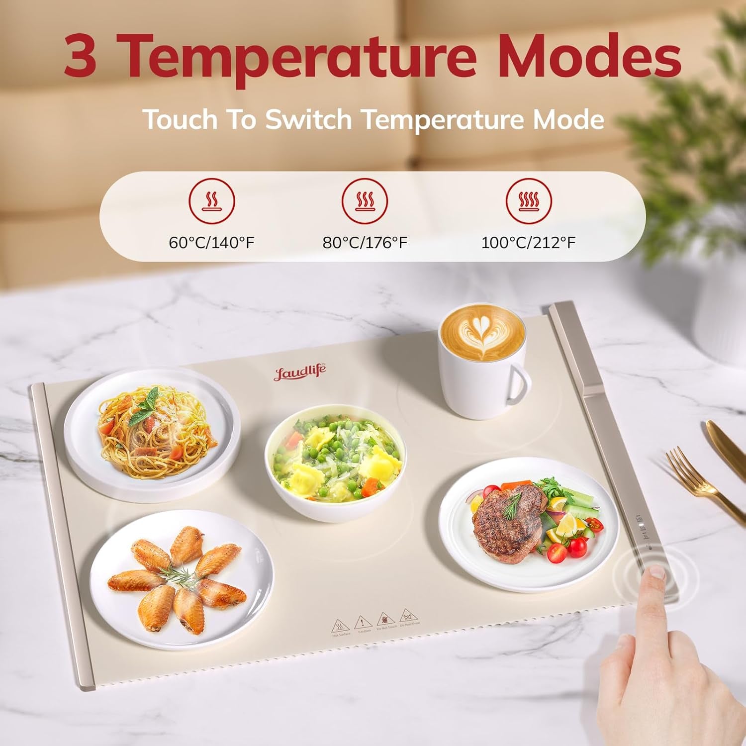 Electric Warming Tray with Adjustable Temperature,  5 in 1 Food Warmer for Parties Features Foldable Design & Fast Heating, Warming Plate for Buffet, Family Gatherings, Sabbath, Holidays
