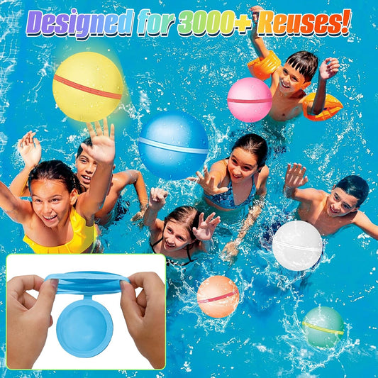Glam Self Sealing Water Balloons Reusable Magnetic,Refillable Water Balloons for Summer Toy Water Toy,Pool Beach Toys
