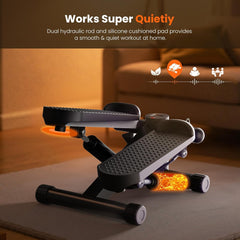 Glam Portable Mini Stair Steppers with Resistance Bands for Exercise