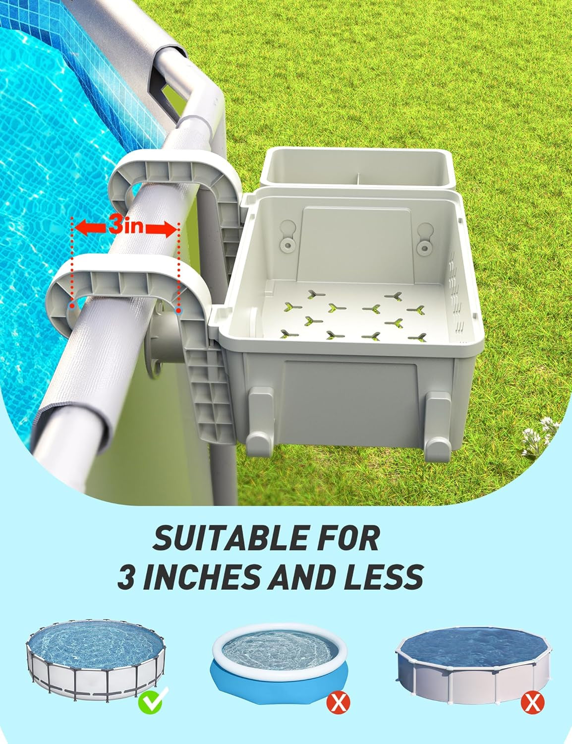 [PATENTED]  2025 Upgrade 2 Sets Poolside Storage Basket - Original above Ground Pool Accessories, Swimming Pool Storage Basket with Pool Cup Holder, Poolside Storage to Organize Cup Towel