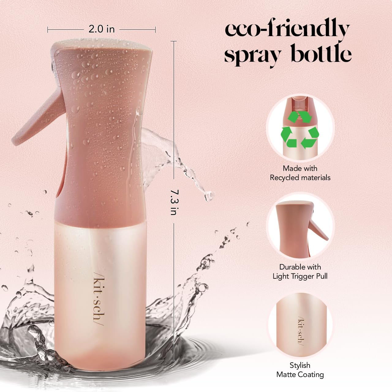 Continuous Spray Bottle – Ultra-Fine Mist for Hair, Beauty, & More (Terracotta, 5oz)