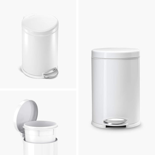 4.5 Liter Bathroom Trash Can, White Steel
