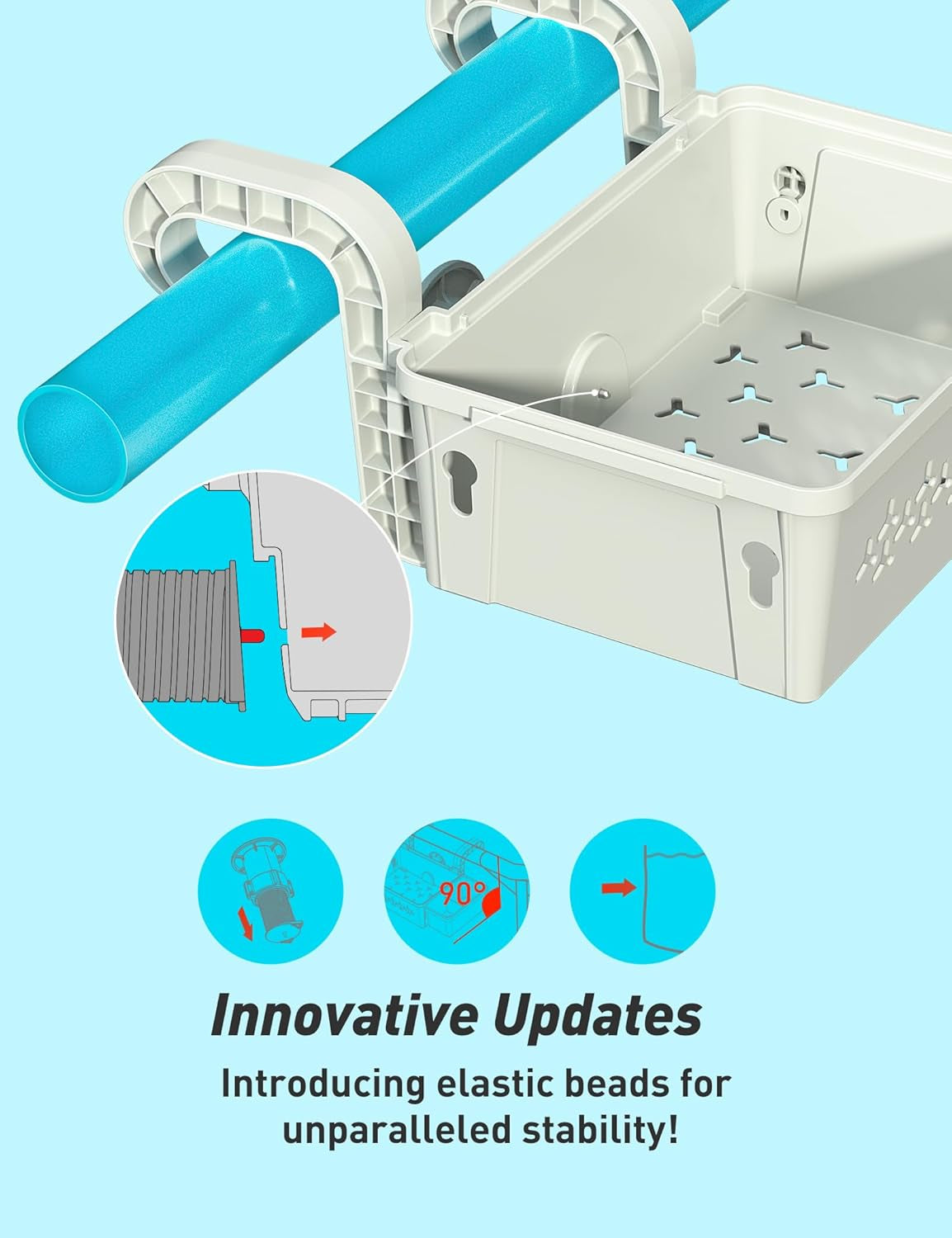 [PATENTED]  2025 Upgrade 2 Sets Poolside Storage Basket - Original above Ground Pool Accessories, Swimming Pool Storage Basket with Pool Cup Holder, Poolside Storage to Organize Cup Towel