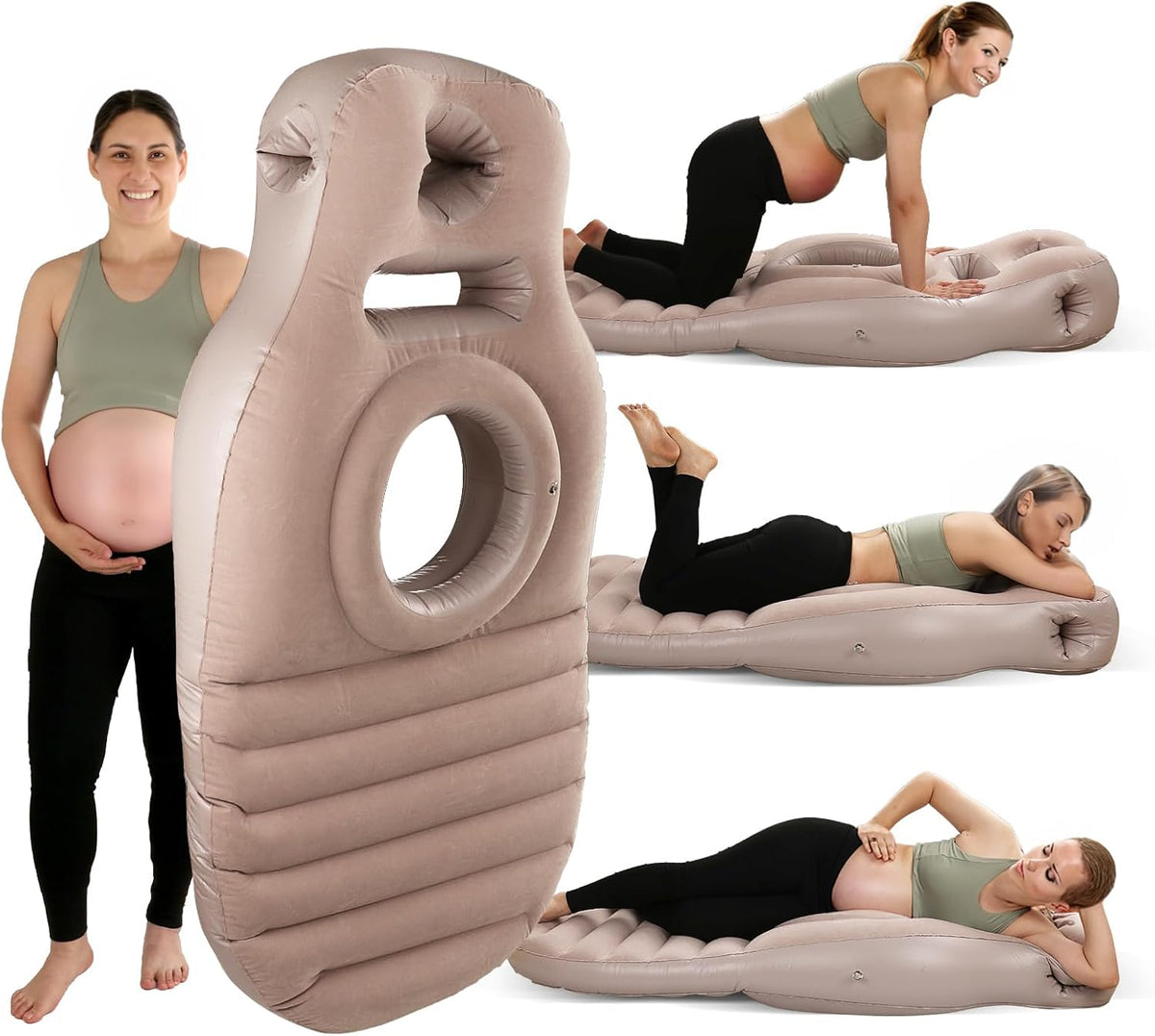 Glam Pregnancy Blow up Pillow, Belly Mattress for Pregnant Women with Electric Pump, Full Body Maternity Airbed with Hole for Stomach Sleeping, Back Pain & SPD Relief