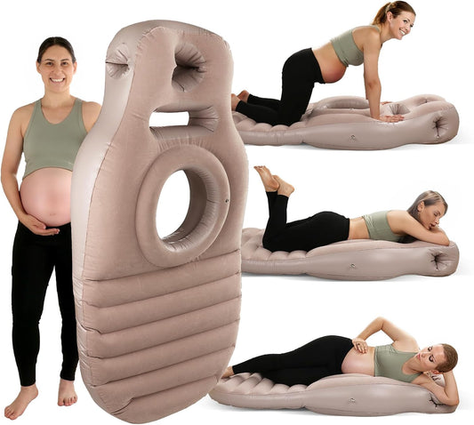 Glam Pregnancy Blow up Pillow, Belly Mattress for Pregnant Women with Electric Pump, Full Body Maternity Airbed with Hole for Stomach Sleeping, Back Pain & SPD Relief