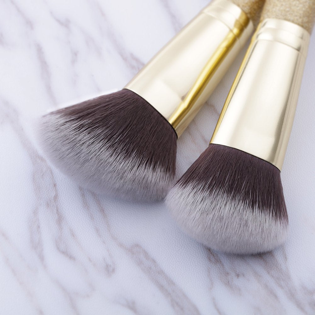 Glam DU Care Makeup Brushes Duo End Foundation Powder Buffer and Contour Brush Synthetic Cosmetic Tools 2Pcs