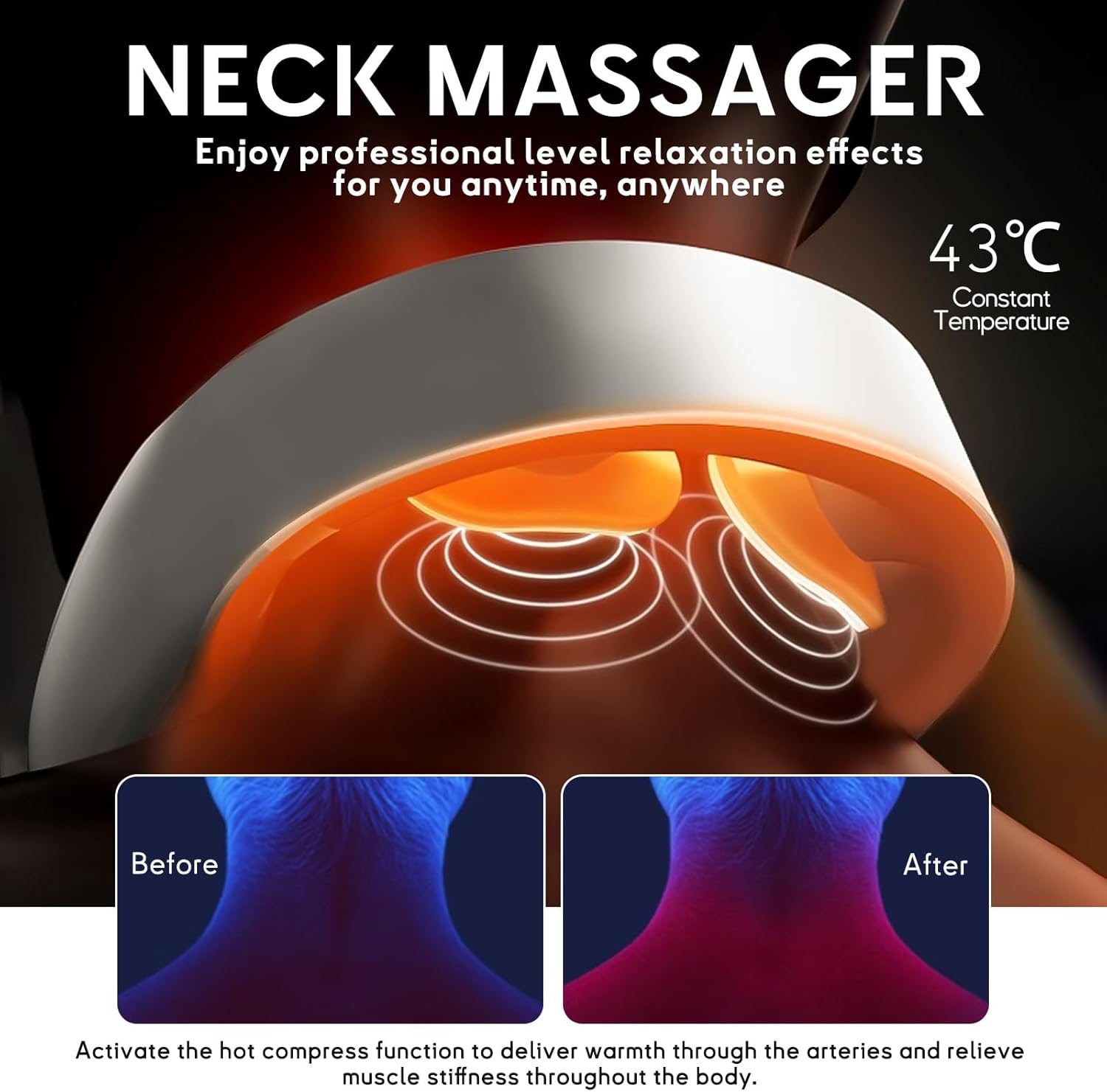 Glam Portable Neck Massager for Pain Relief with Heat