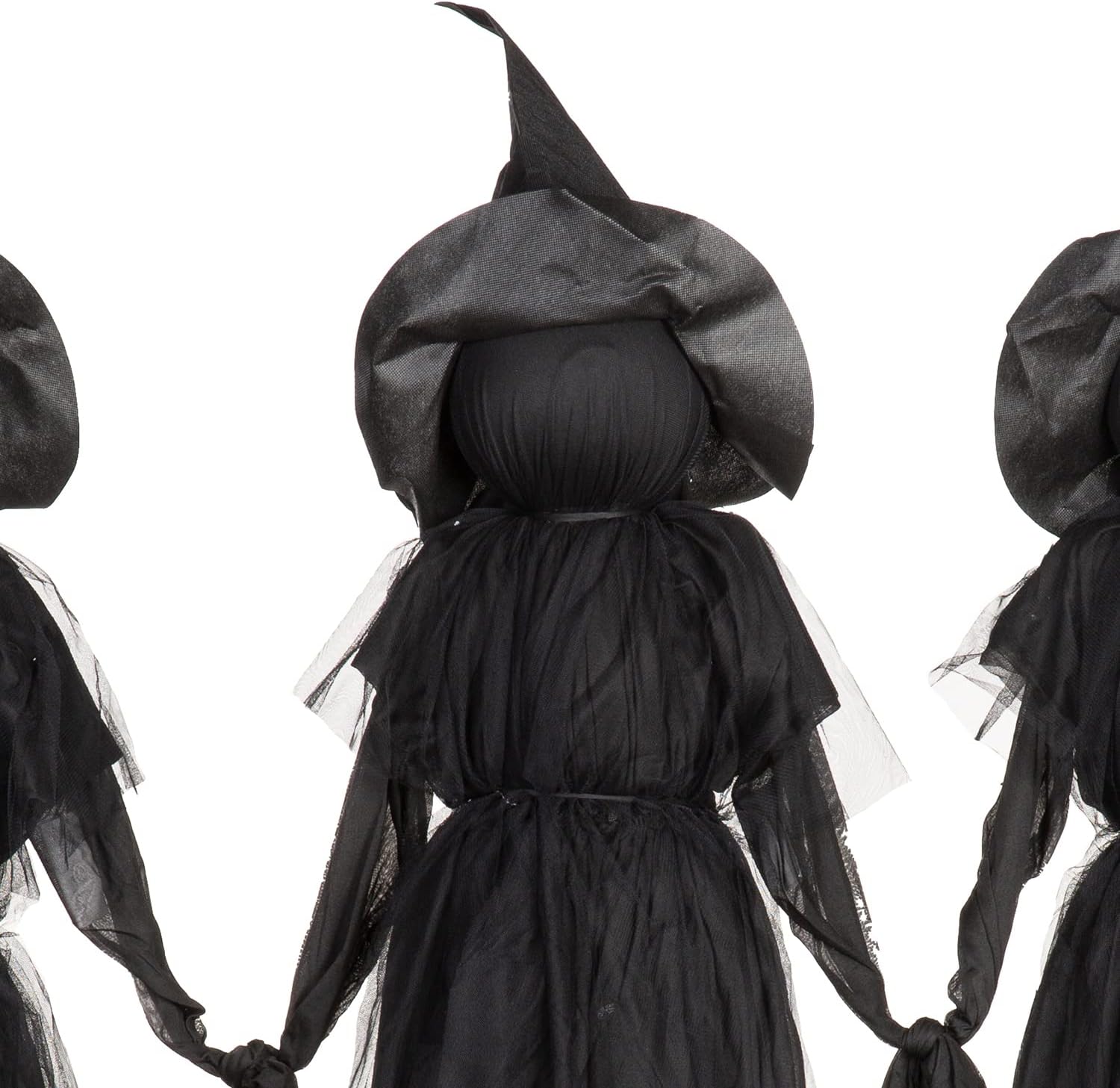 Glam Halloween Witches with Hats Stakes | 4 Feet Tall | Weatherproof Battery Operated | Spooky Garden Statue Outdoor Decoration Grass Lawn or Patio
