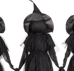 Glam Halloween Witches with Hats Stakes | 4 Feet Tall | Weatherproof Battery Operated | Spooky Garden Statue Outdoor Decoration Grass Lawn or Patio
