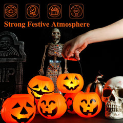 Glam 8PCS Halloween Pumpkin Buckets, Mini Portable Pumpkin Buckets Trick or Treat Buckets for Party Birthday Halloween Family Gatherings