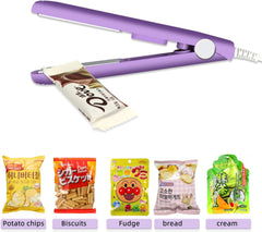 2 PACK Mini Bag Sealer Heat Seal, Handheld Food Sealer Bag Resealer for Food Storage, Portable Smart Heat Sealer Machine with 45” Power Cable for Chip Bags, Plastic Bags, Snack Bags (Green+Purple)